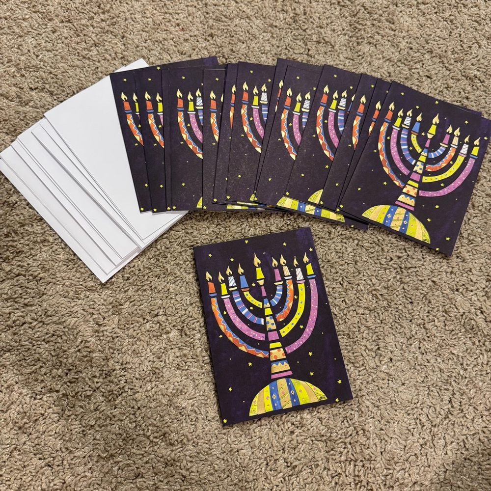 15 - Hanukkah Cards‎ with Menorah Design & 15 envelopes to go with them